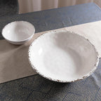 Melamine Large Serving Bowls Set of 2, 13.75" and 130 OZ Farmhouse BPA Free Salad, Pasta and Mixing Serving Bowls, Large Bowls Set for Serving Food, Durable and Dishwasher Safe, Ivory
