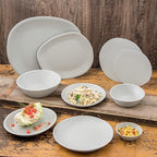 Carlisle FoodService Products Ridge Reusable Plate Rimless Plate for Home and Restaurant, Melamine, 11 Inches, Cement, (Pack of 12)