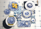 Spode Blue Italian 9.5-Inch Serving Bowl - Elegant Porcelain Tableware for Vegetables, Main Dishes, Entrees, Sides, Salads - Mix & Match Blue Patterned Rim with Dinnerware Sets, Great for Hosting