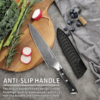 8 Inch Chef Knife 5Cr15MoV High Carbon Steel Professional Kitchen Knife Razor Sharp Blade with Non Slip natural colorwood Handle and Gift Box Blade Guard Finger Guard Sharpener Included