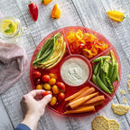 Plasticpro 6 Sectional Round Plastic Serving Tray/Platter (2, Red)