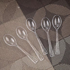 WDF 300 Pieces Clear Plastic Mini Spoons for Desserts 4 Inches Clear Plastic Spoons Heavy Duty Perfect for Cake, Desserts