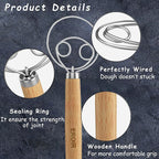 EROIR Danish Dough Whisk and Bread Lame Set - 13 Inch Dutch Bread Whisk - Bread Lame Dough Scoring Tool with 10 Razor Sharp Blades and Leather Cover