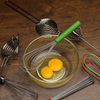 Flat Whisk Silicone Handle Non Slip 10" - 5 Wires Whisk with 10 Heads for Kitchen Cooking by Jell-Cell (Green)