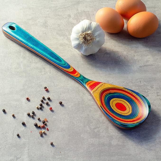 Totally Bamboo Baltique Montego Bay Collection 12-1/2" Wooden Cooking Spoon, Safe for Nonstick
