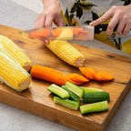 Moss & Stone 7-Piece Kitchen Knife Set with Block – Stainless Steel Serrated Kitchen Knives, High Carbon Blades, Small Cutlery Set for Home Cooking, Compact Countertop Small Knife Set Wood Block